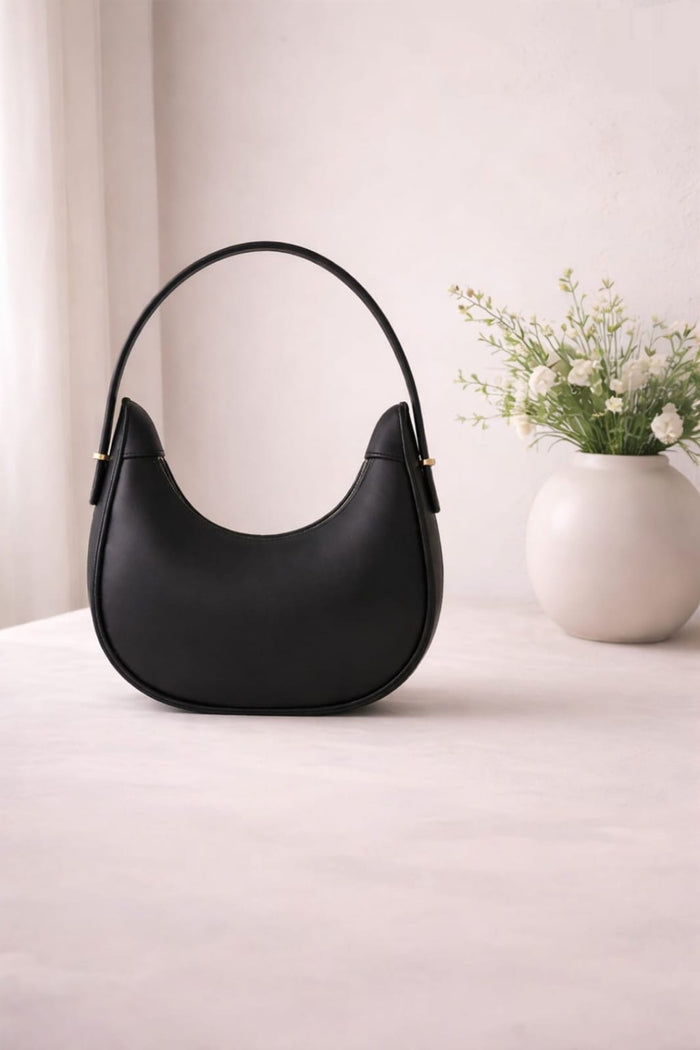 Half Moon Shoulder Bag Minimalist Elegant Handbag For Women – Black