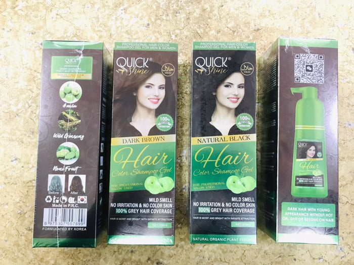 Quick Shin Professional Hair Colour Shampoo Gel For Men And Women With Korean Ingredient - 200ML | Black