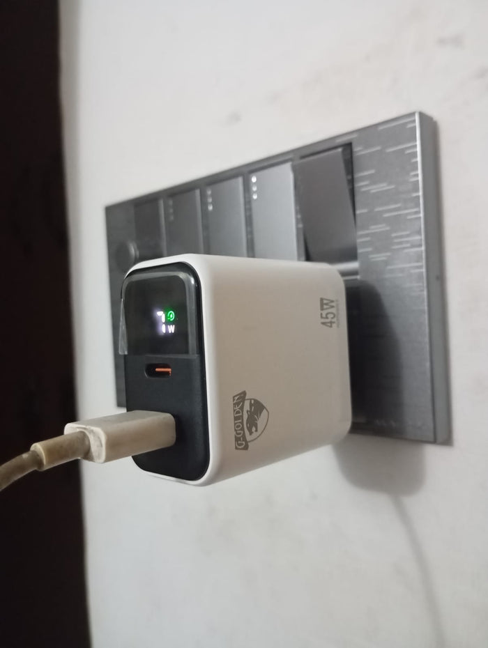 45W Multi Protocol Dual Port Travel Fast Charger Model GCH 20 With Integrated EU Europlug Type C Connector