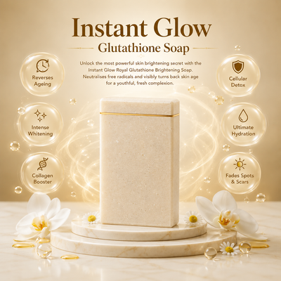 Instant Glow Royal Glutathione Brightening Soap – Luxury Skin Brightening & Anti-Ageing Soap For Radiant, Even-Toned & Youthful Looking Skin | Premium Antioxidant Formula