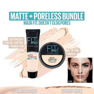 2-In-1 Makeup Deal – Liquid Foundation & Face Powder Combo For Smooth, Flawless Finish – Budget-Friendly Beauty Set - Ivory Shade