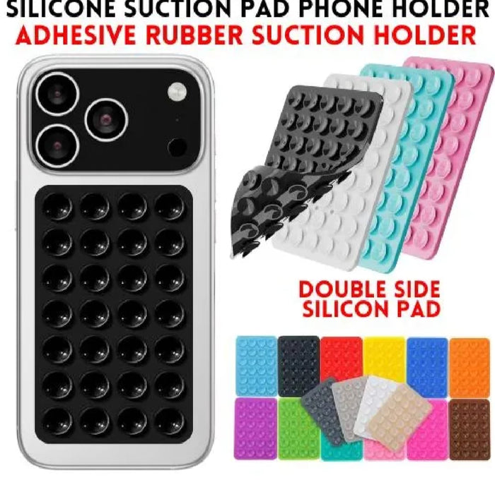 Double Side Silicone Suction Pad Phone Holder – Self-Adhesive Square Rubber Grip Pad For All Mobiles & Tablets ~ Pack Of 1
