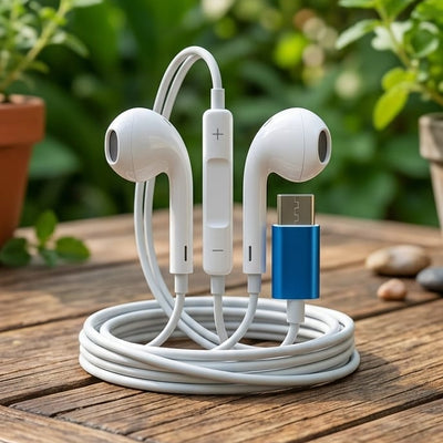 Premium Wired Earphones With In Line Control Crystal Clear Sound Hands Free Calling Built In Microphone Stylish Compact Case Durable Cable (IPhone )