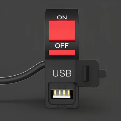 Universal Motorcycle Handlebar Switch With USB Port 5V 2A – ON/OFF Button & Extra Lights Control Switch For Bikes