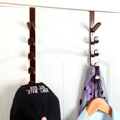 5 Level Over Door Hook For Hanging Coat Hangers, Hats, Purses, Backpacks, Purses, Jackets And Other Items. (1 Piece) / Over The Door Hanger Hook Clothes Storage Holder Multipurpose Towel Hanging Rack ( Plastic)