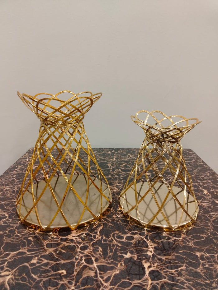 Luxury Decorative Table Vase | Modern Metal Flower Vase For Home & Office Décor | Without Flowers 15x15x18cm