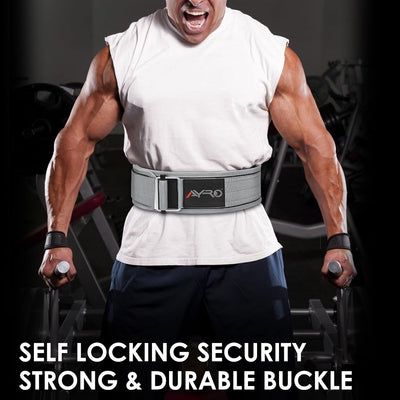 AYRO Self Locking Workout Weight Lifting Gym Belt Extra Large Premium Quality With Metal Buckle For Core Stability Back Support Deadlift Squat Powerlifting Strength Training