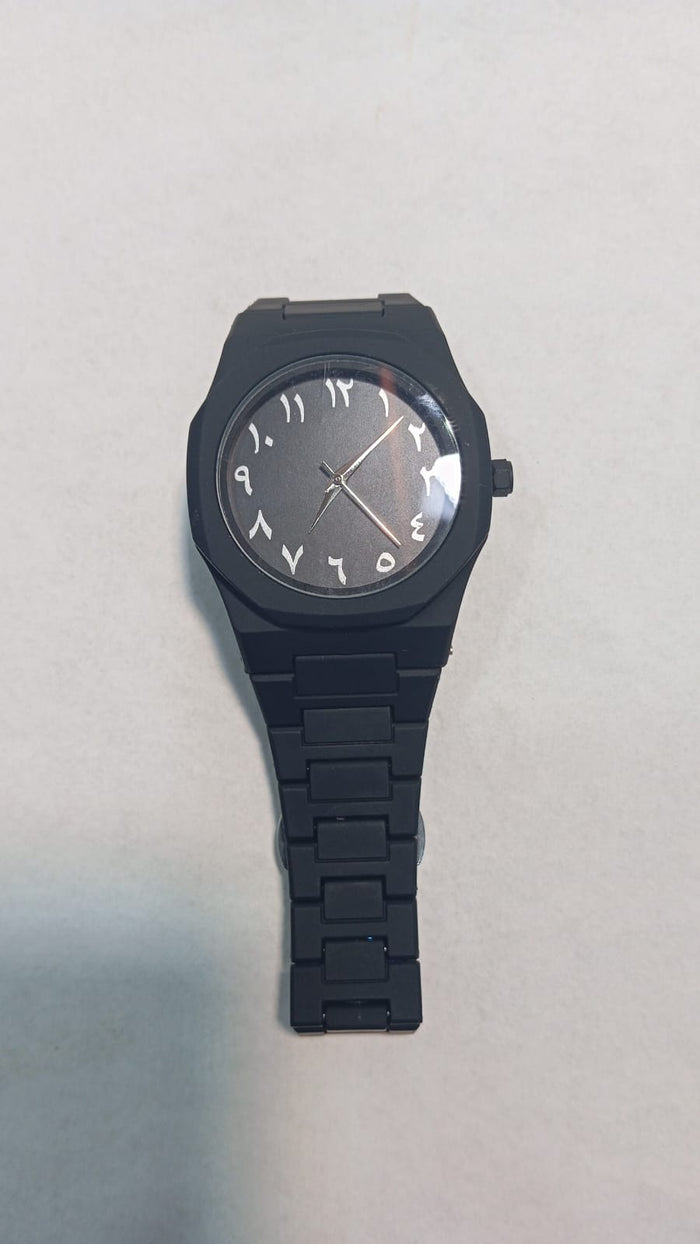The Noir Eastern Minimalist – Matte Black Octagonal Timepiece ( Without Box)