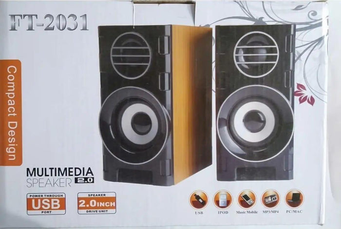 FT-2031 Subwoofer Pairs Speaker Premium Sound USB Powered For Laptop, Mobile & Computer - Set Of 2pc