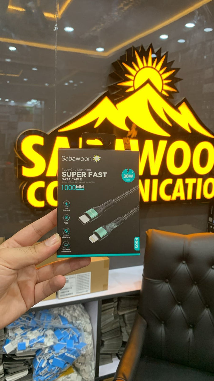 Sabawoon 30W Super Fast Type-C To IPhone Data Cable – 1000mm Fast Charging Cable
