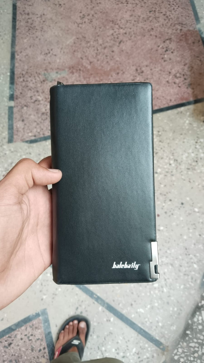 Balebaily Long Wallet Slim Multi Pocket PU Leather Design | Black