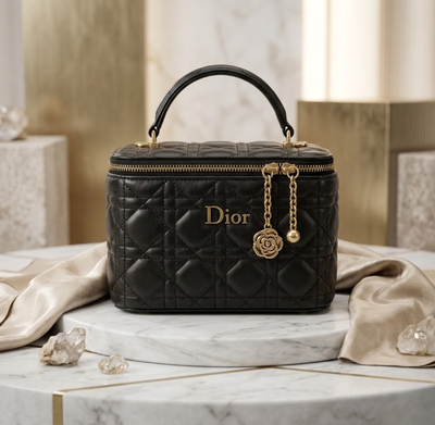 Imported Synthetic Leather Beauty Bag | Black