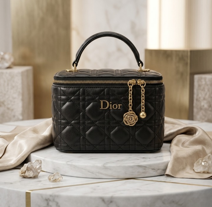 Imported Synthetic Leather Beauty Bag | Black