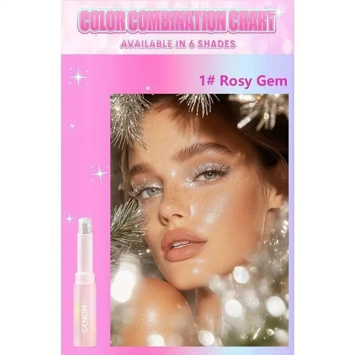 Multipurpose Jelly Highlighter Stick – Creamy Glitter Eyeshadow, Lip Balm & Face Highlighter | Shade 1