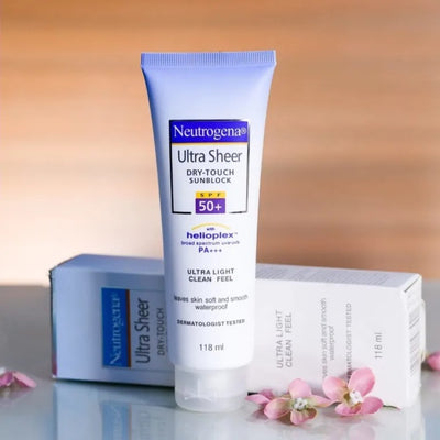 Neutrogena Ultra Sheer Sunblock - High Protection Lightweight Face Body Skincare Formula Non Greasy Clean Feel Daily Sunscreen Lotion - 118ML