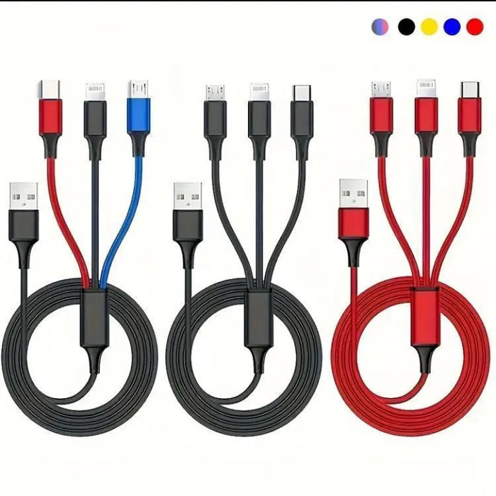3 In 1 Charging Cable Durable Aluminum Alloy Strong Build Reliable Utility Perfect Choice For Daily Charging Needs (Random Color)