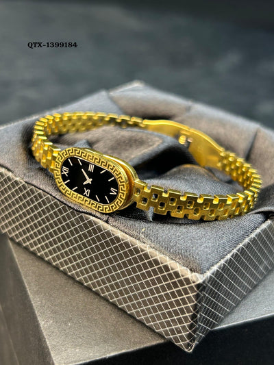 Fake Watch Handcuff Bracelet For Women – Stylish Gold Wrist Watch - QTX-184