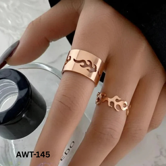 AWT-145 Star Couple Rings Adjustable Matching Rings With Elegant Star Design For Couples (Black)