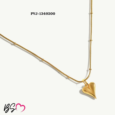 Ball Chain Heart Korean Pendant – Elegant Golden Necklace - Sku PVj-200