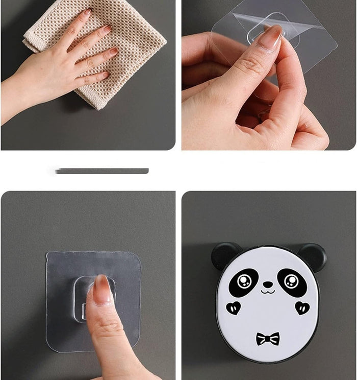 Wall Mounted Cute Panda Soap Dish Holder – Punch-Free Plastic Soap Box Rack For Bathroom & Kitchen Storage (Random Color)