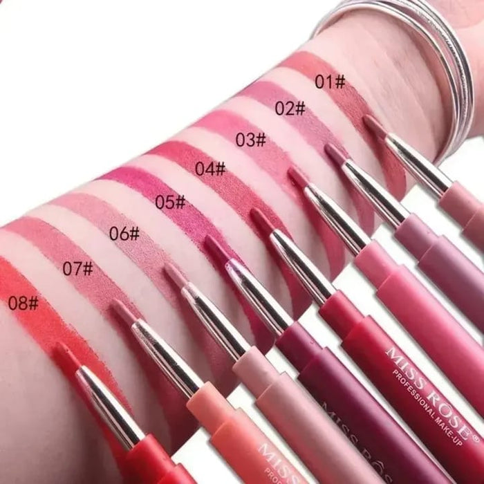 2-In-1 Waterproof Lipstick & Lip Liner – Long-Lasting, All-Day Color | Best Quality ]Waterproof Lipstick [Random Shades] - Pack Of 01