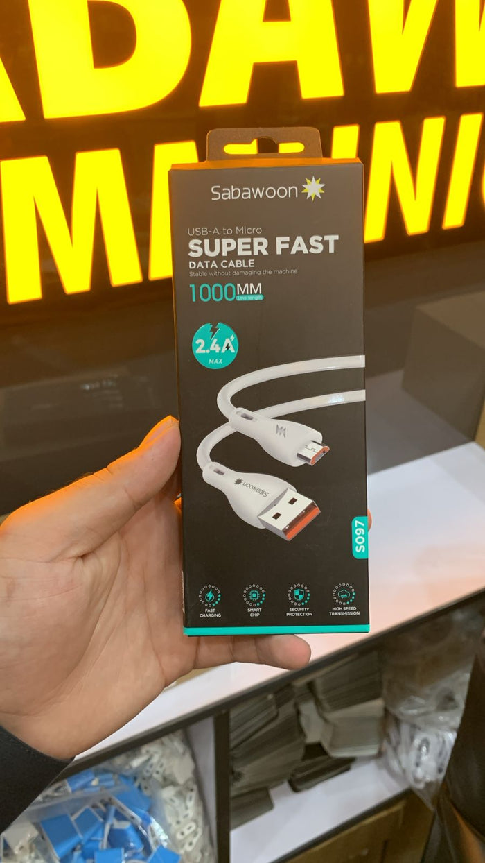 Sabawoon Super Fast USB-A To Micro Data Cable 1000mm – Fast Charging & Data Sync Cable