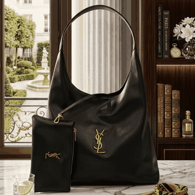Luxury YSL Imported Tote Bag (Large Capacity) – High-Quality Black Leather Shoulder Bag With Pouch | Premium Designer Bag( Without Box)