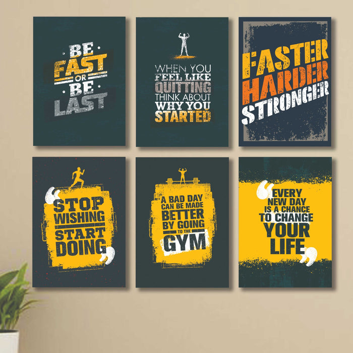 6 PC Wall Decor Cardboard Phototiles With Double Sided Back Sticking – Gym Hardest Quotes(8*11size)