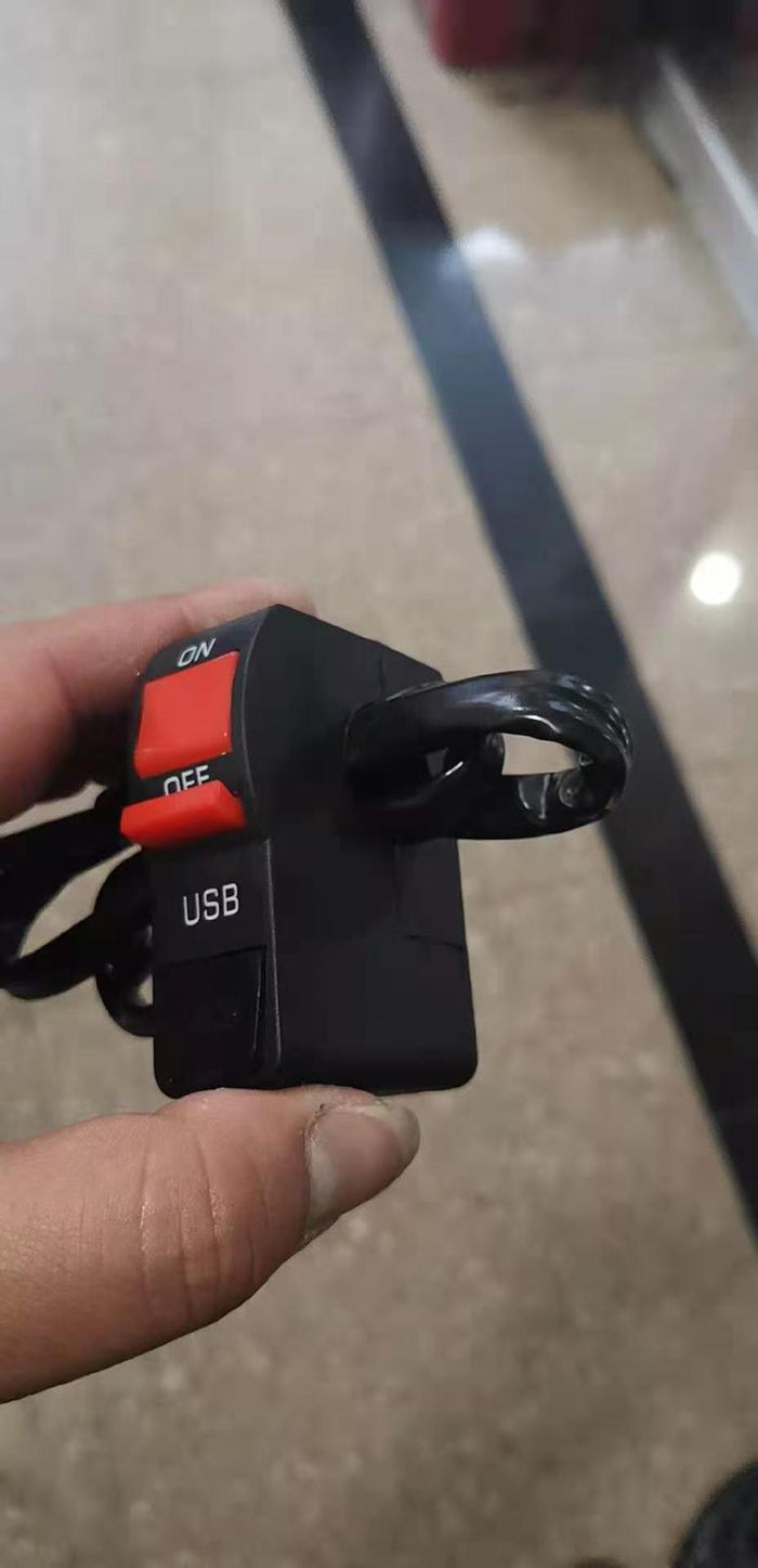 Universal Motorcycle Handlebar Switch With USB Port 5V 2A – ON/OFF Button & Extra Lights Control Switch For Bikes