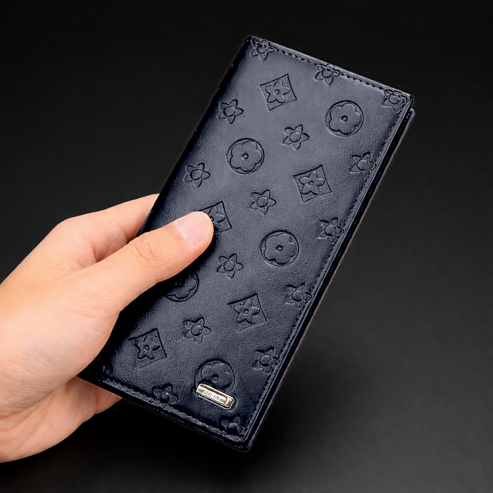 Monogram Luxe Long Wallet – Zip Around Purse With 14 Card Slots Black