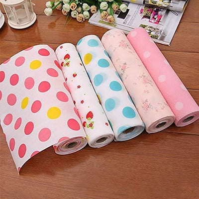 Kitchen Anti-Slip Foam Drawer Mat | Waterproof Cushion Sheet For Cupboards, Refrigerators & Tables - Size 45*150 Cm | Random Colour