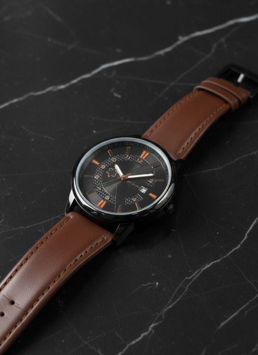 MontBlanc 0817A Men’s Luxury Watch | Premium Leather Strap, Water Resistant, Elegant Analog Timepiece ( Without Box ) Black Strap
