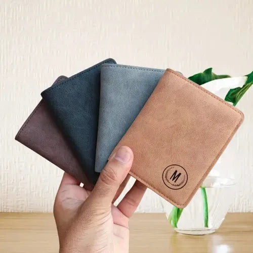 M / Logo Premium Slim Book Shape Leather Wallet For Men – Black