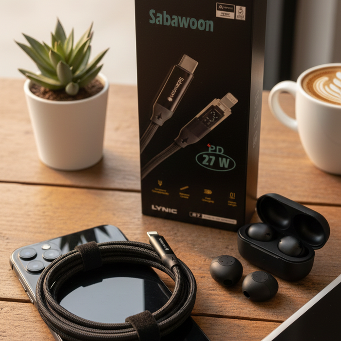 Sabawoon Type-C To IPhone Cable | PD 27W Fast Charging – High-Speed, Safe & Durable