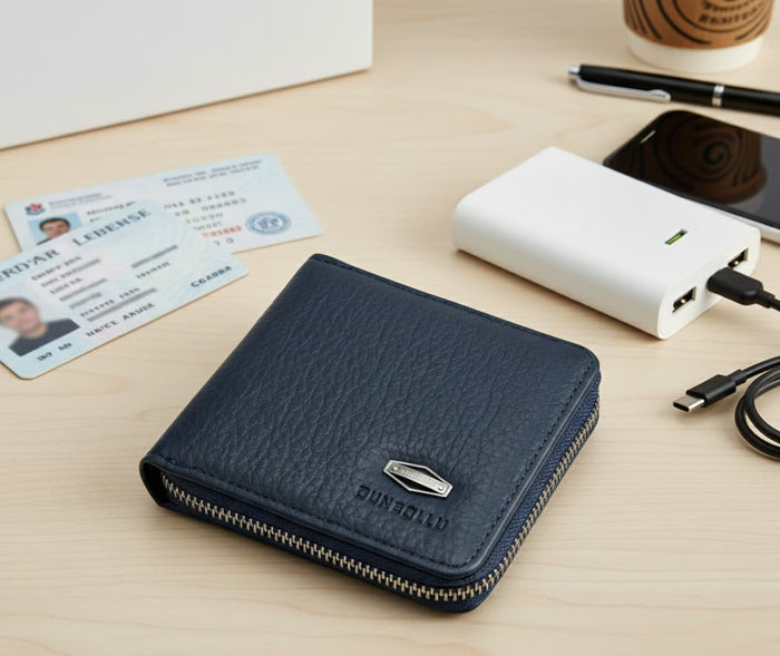 Dunbollu Premium Gold Zip Wallet For Men & Women – Black