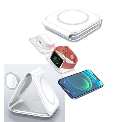 3 In 1 Magnetic Foldable Wireless Charging Station 15W Fast Charger For IPhone, AirPods & Smartwatch