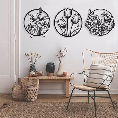 (3 Pcs Set )3D Floral Abstract Wooden Wall Art & Home Decoration / Item Home Décor Home Room & Wall Decor Wall Art
