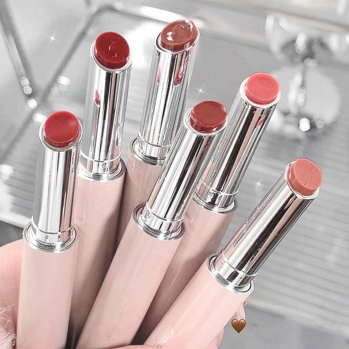Velvety Texture Lipstick Glossy Lipstick Long Lasting Moisturizing Tinted Lip Balm, Plumping Water Lip Glaze Slim Design (Random Color) - Pack Of 12