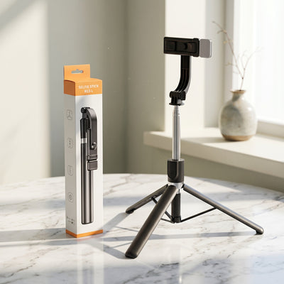 4 In 1 R1SL Selfie Stick Featuring A Bluetooth Remote, Tripod Stand, Light And Retractable Mobile Holder - With Light