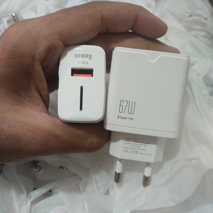 67W Superfast Charger High Speed Charging Durable Quality Compact Design Reliable Utility (Without Box)