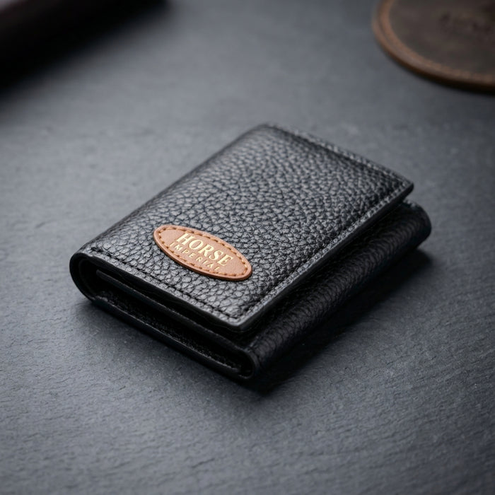 Trifold Short Wallet For Men & Women With Zipper Cash Pocket - Beige