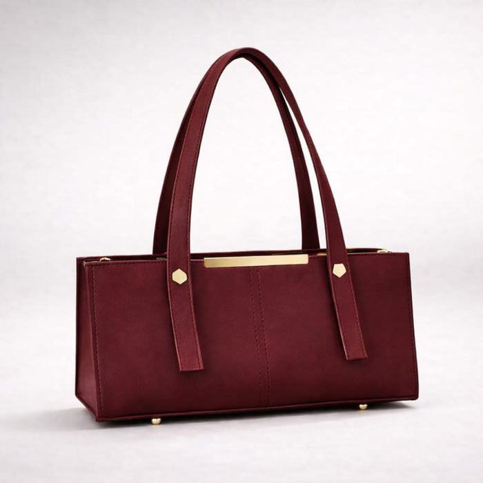 Grace Line Structured PU Leather Tote Bag For Women Black