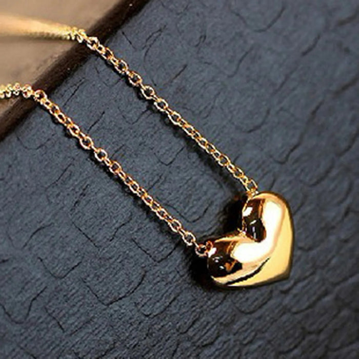 Stainless Steel Heart Shape Necklace |  Love Heart Pendant Necklace | Girls & Women Fashion - Golden