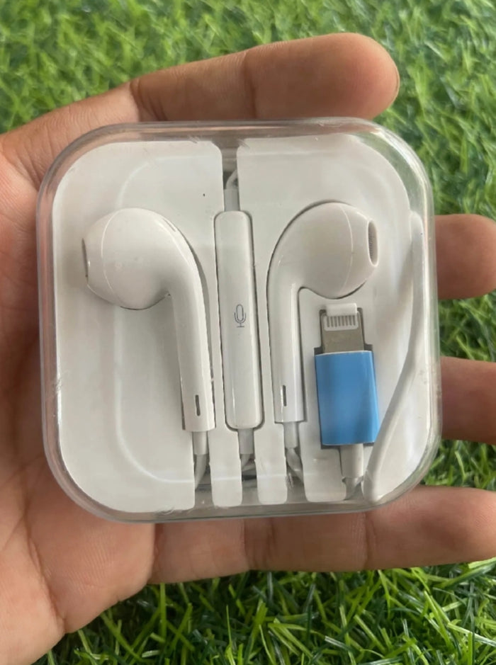 Premium Wired Earphones With In Line Control Crystal Clear Sound Hands Free Calling Built In Microphone Stylish Compact Case Durable Cable (IPhone )