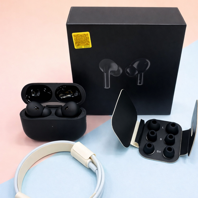 Original Black Pro 2 Box Pack Wireless Earbuds With All Accessories – Black