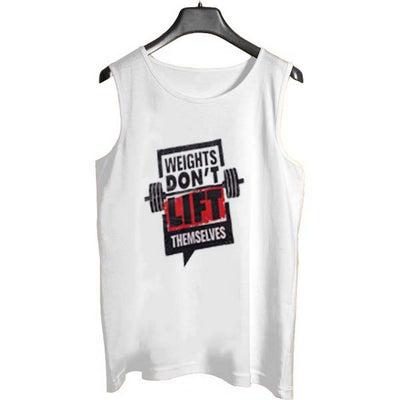 Jersey Weight Dont Lift Design [White] | Printed Gym Sando Tanks Top For Men - L