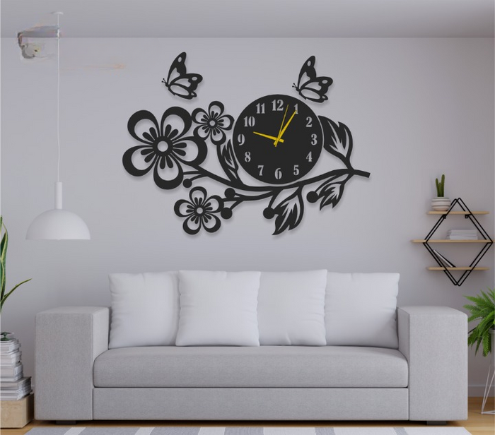 3d Wooden Flower Wall Clock Wall Decor For Home Wall Decoration Attractive Wooden Wall Art - With Light