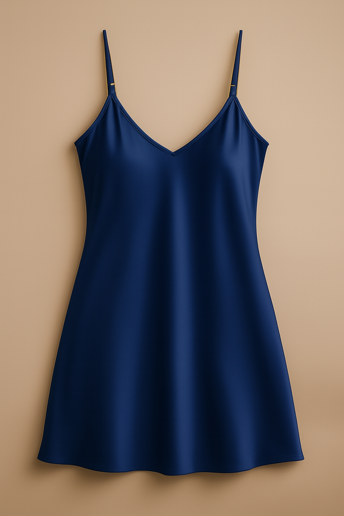 Satin Slip Dress – Sleeveless Camisole With Adjustable Thin Straps (Black)
