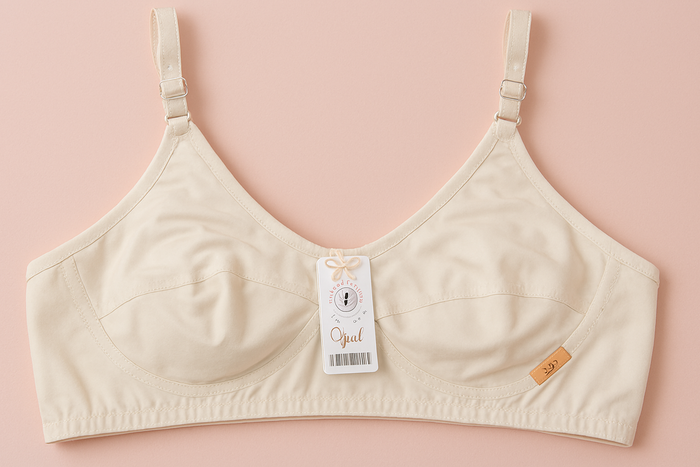 Jersey Soft Fabric Non-Padded Bra For Women – Plain Comfortable & Lightweight Everyday Wear Lingerie In Beige, Available Sizes 32 To 42 - 32