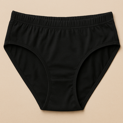 Jersey Plain Panty For Women – Lightweight, Comfortable & Soft Everyday Wear Underwear, Available In Sizes S, M, L (Black) - Large